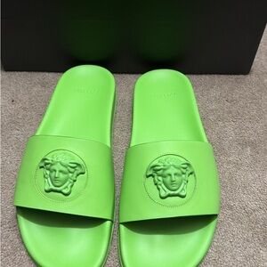 Versace Neon Green Medusa Slides size 11